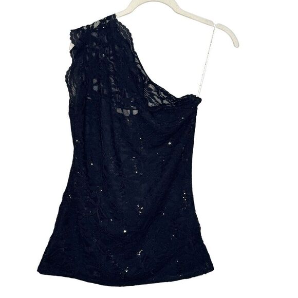 Boston Proper Black Lace Top Size Small One Shoulder NEW $59 - Picture 1 of 8